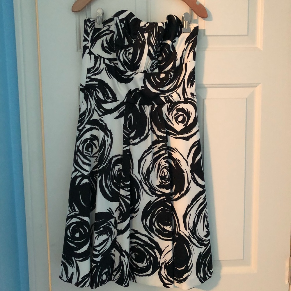 White House Black Market rosette strapless dress